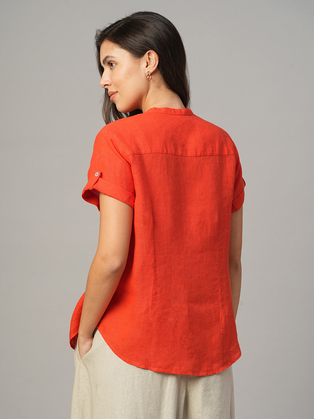 Women's Coral 100% Linen Regular Fit Blouse
