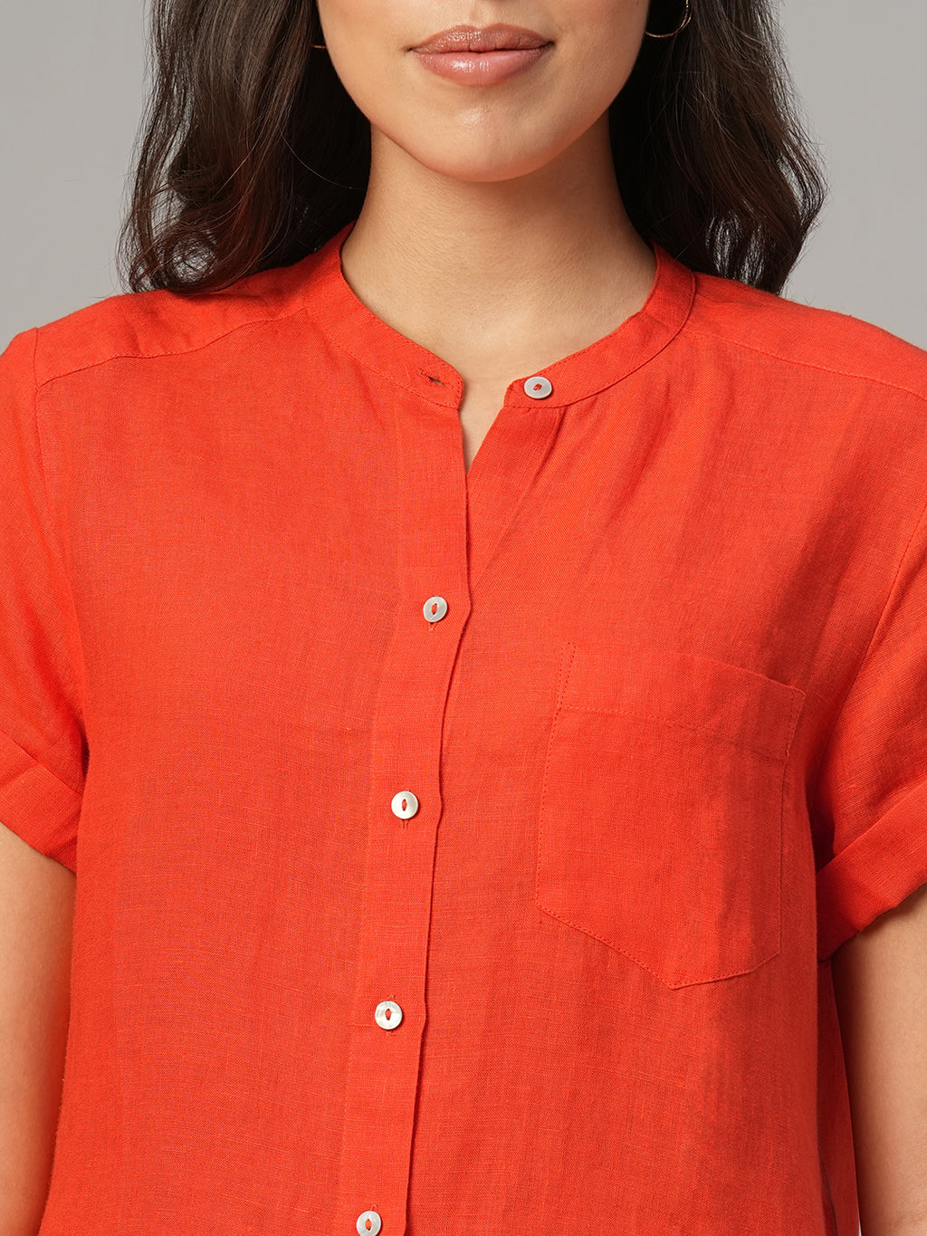 Women's Coral 100% Linen Regular Fit Blouse