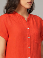 Women's Coral 100% Linen Regular Fit Blouse