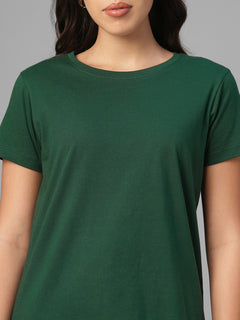 Women's Green 100% Organic Cotton Regular Fit Tshirt