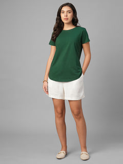 Women's Green 100% Organic Cotton Regular Fit Tshirt