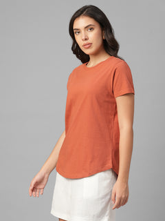 Women's Rust 100% Organic Cotton Regular Fit Tshirt