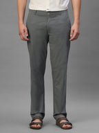 Men's Dark Grey Cotton Lycra Regular Fit Pant