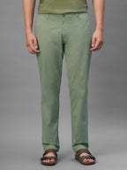 Men's Green Cotton Lycra Regular Fit Pant
