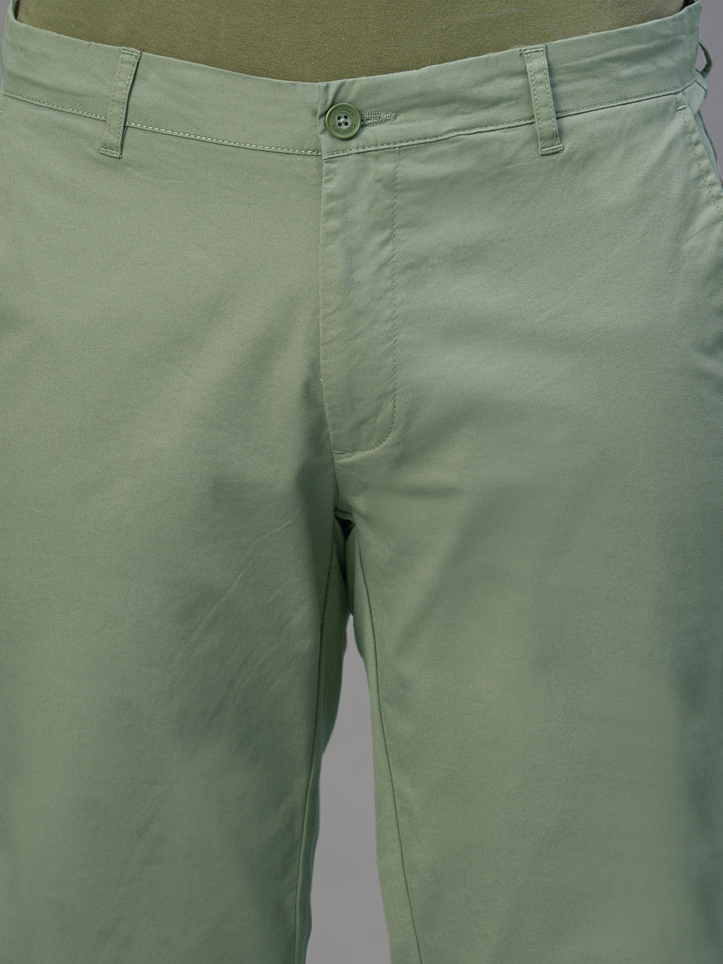 Men's Green Cotton Lycra Regular Fit Pant