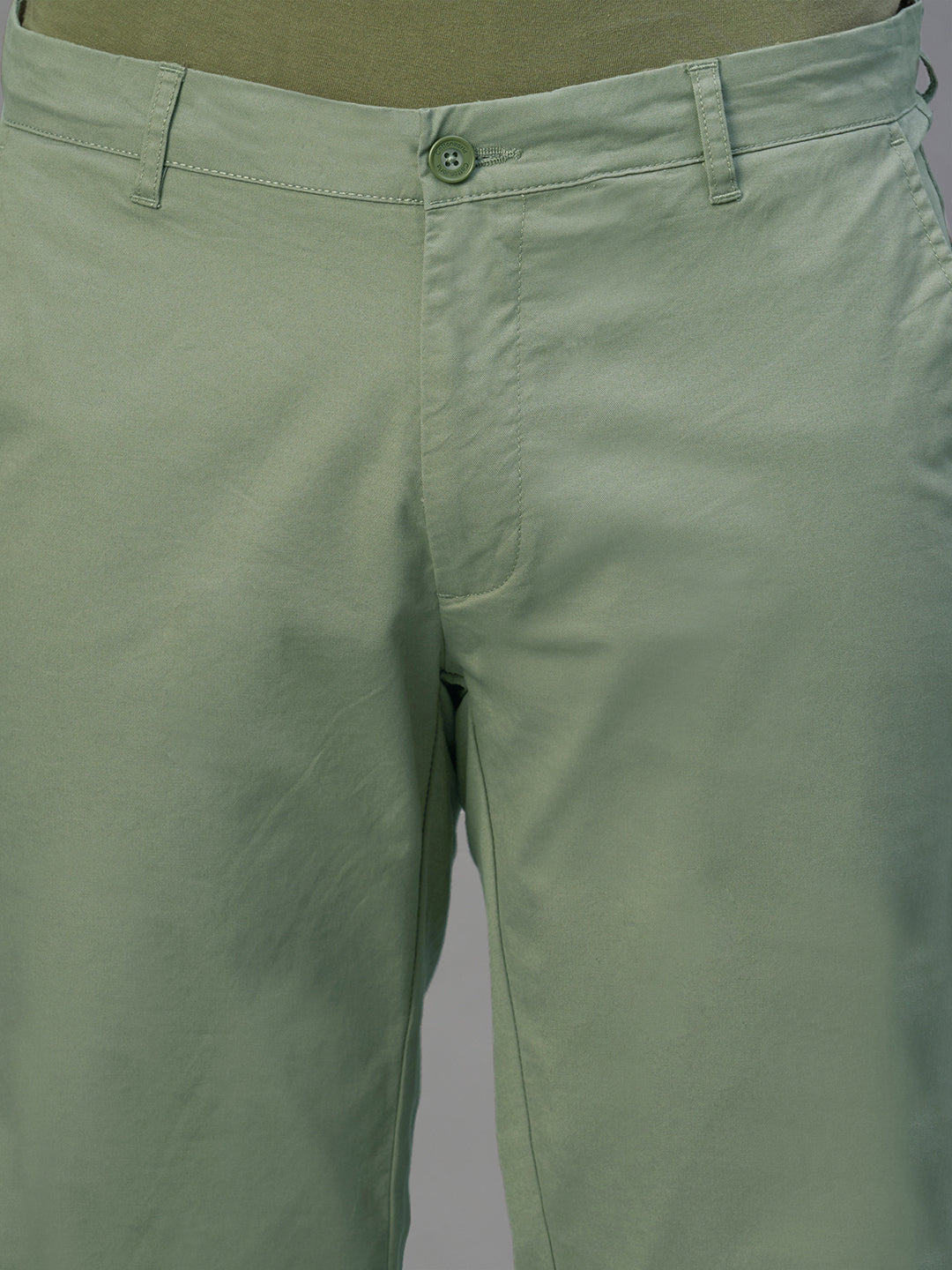 Men's Green Cotton Lycra Regular Fit Pant