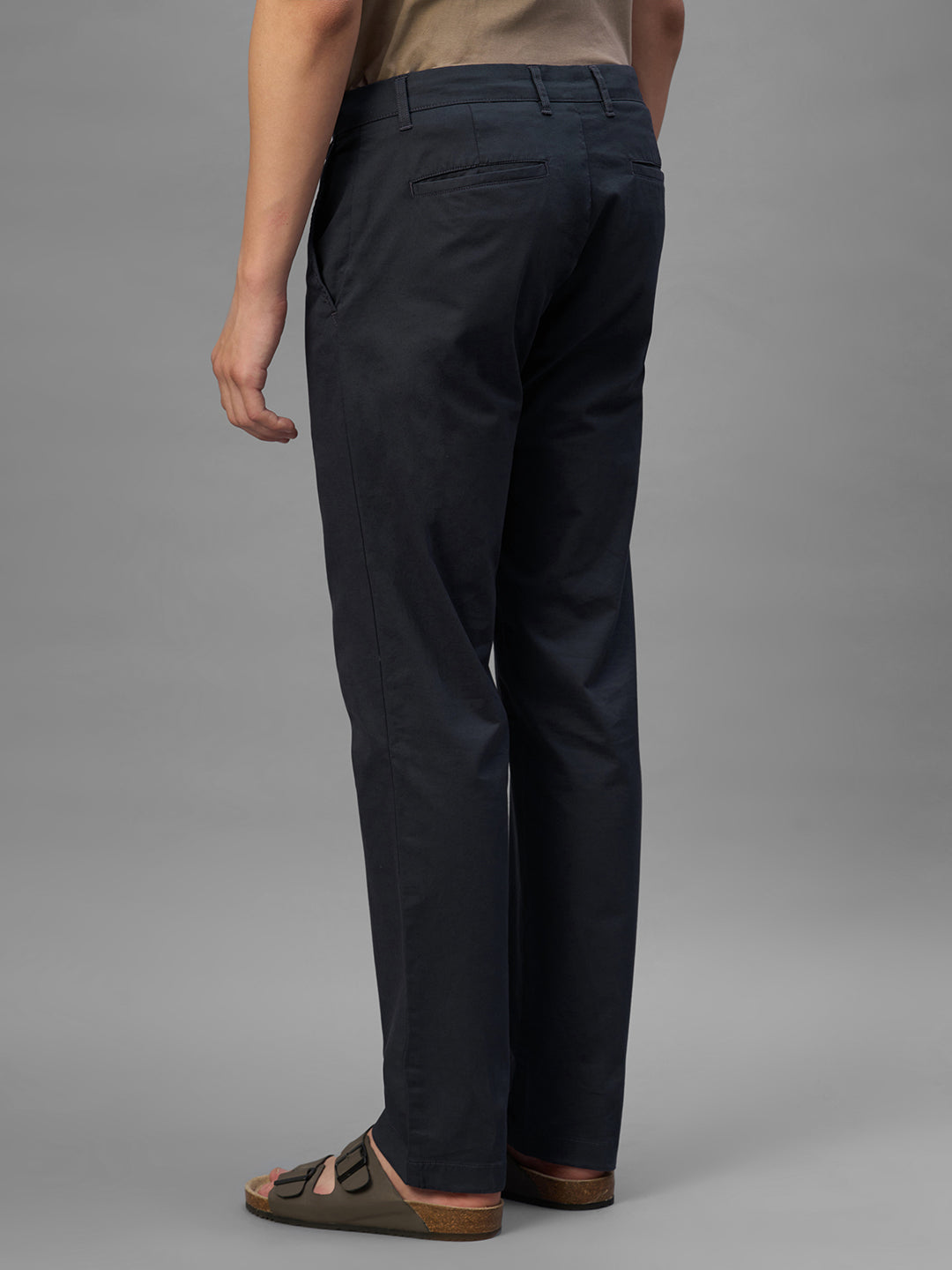 Men's Navy Cotton Lycra Regular Fit Pant