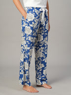 Women's Blue 100% Viscose Regular Fit Pyjama