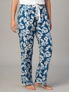 Women's Navy 100% Viscose Regular Fit Pyjama