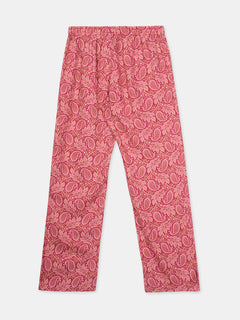 Women's Pink 100% Viscose Regular Fit Pyjama