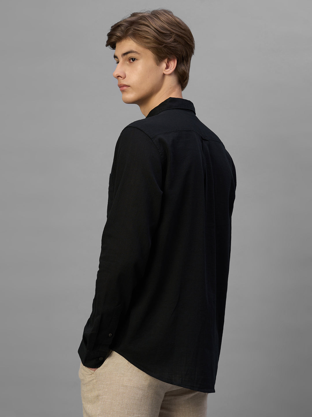 Men's Black 100% Cotton Regular Fit Shirt