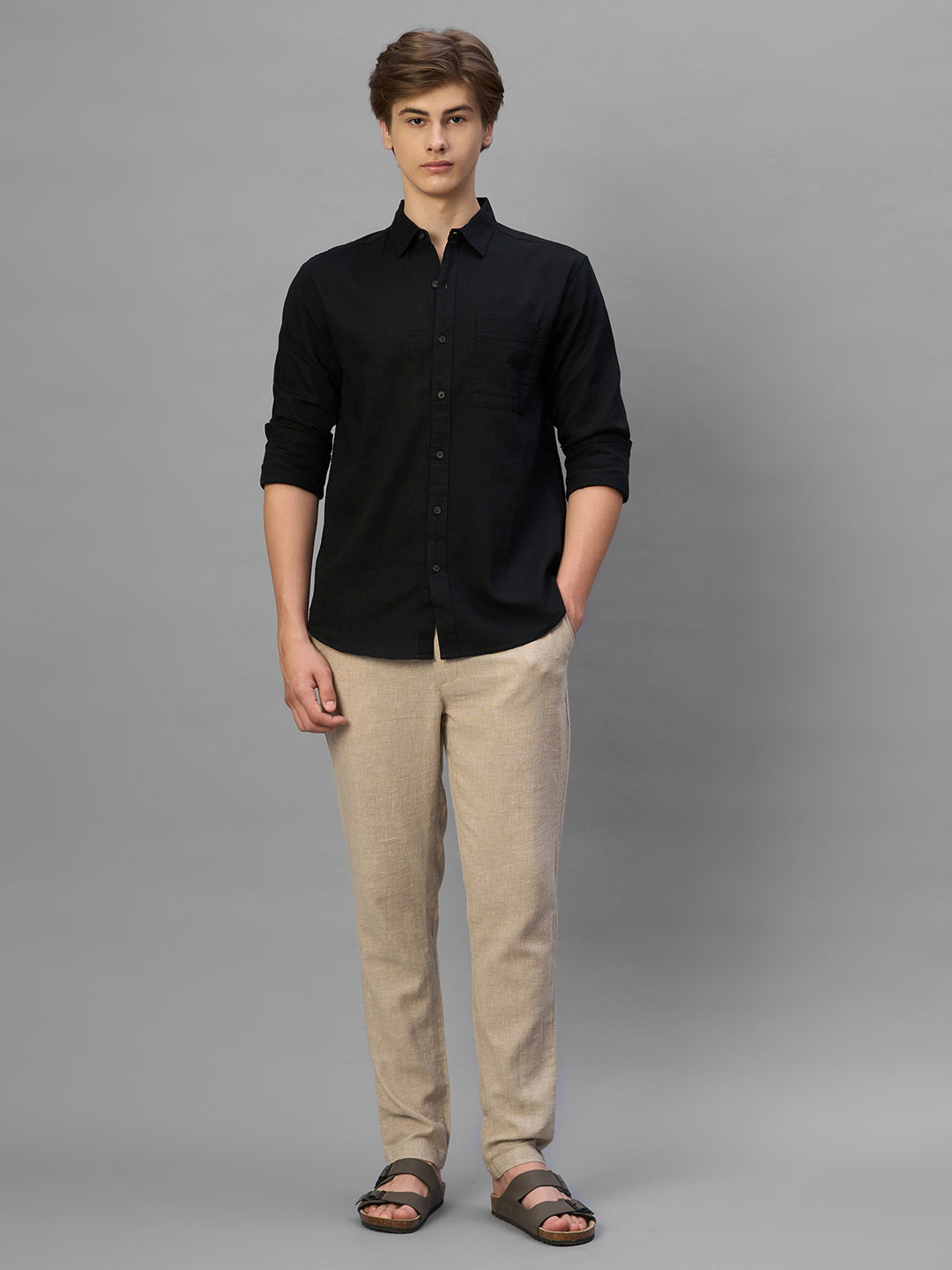 Men's Black 100% Cotton Regular Fit Shirt