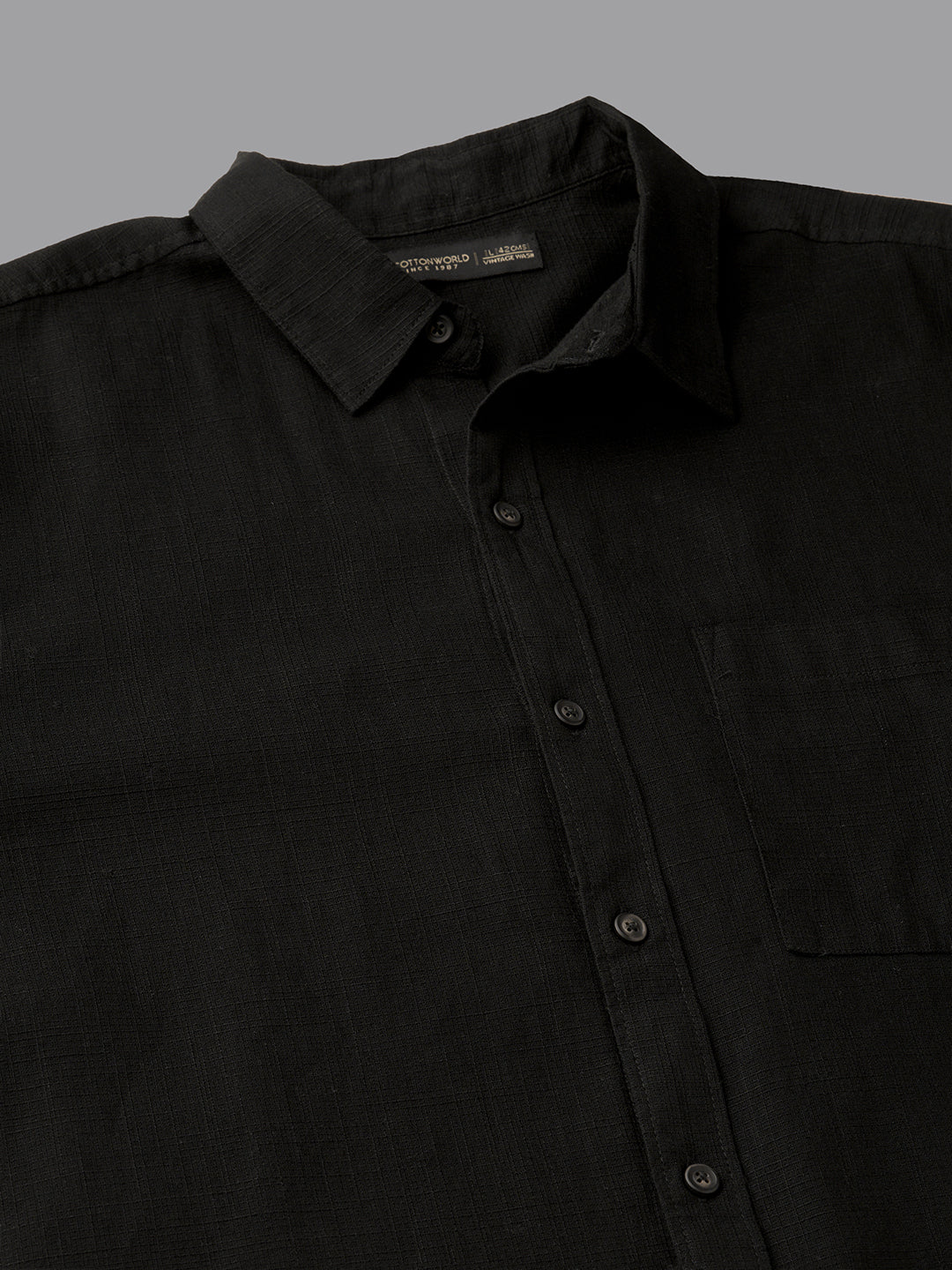 Men's Black 100% Cotton Regular Fit Shirt