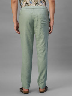 Men's Green Cotton Linen Regular Fit Pant