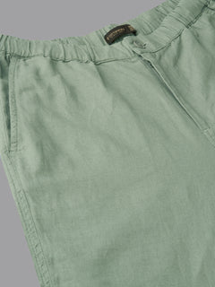 Men's Green Cotton Linen Regular Fit Pant