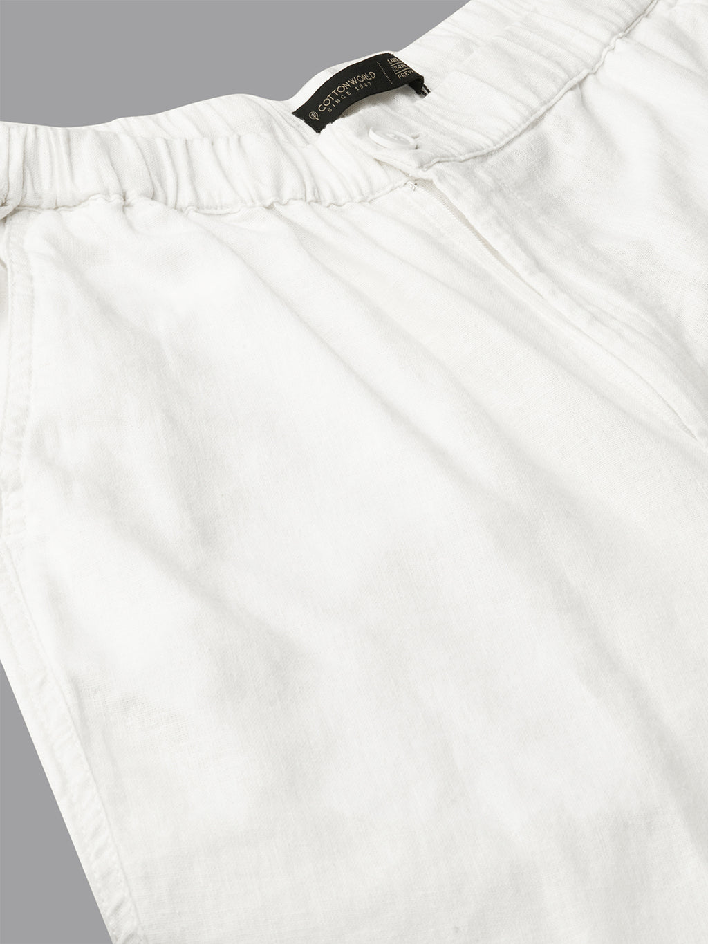 Men's White Cotton Linen Regular Fit Pant