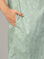 Women's Light Green 100% Cotton Regular Fit Dress