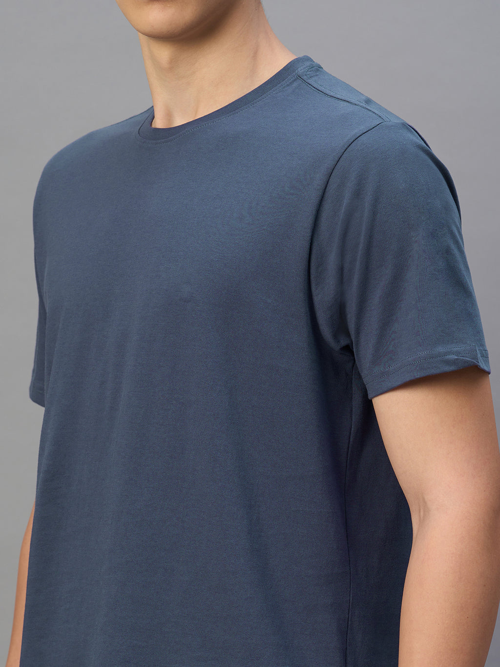 Men's Blue 100% Organic Cotton Regular Fit Tshirt