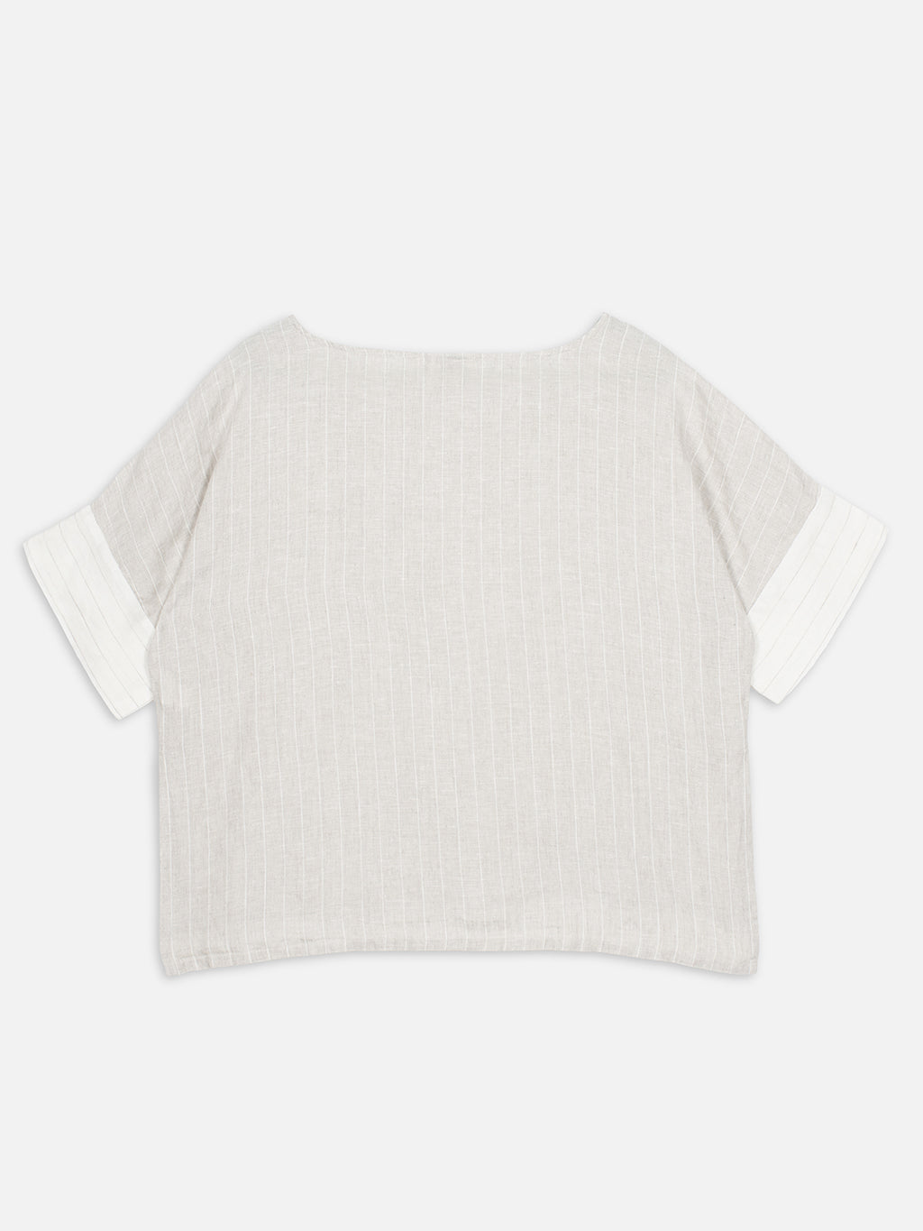 Women's Beige 100% Linen Boxy Fit Blouse