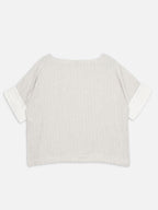 Women's Beige 100% Linen Boxy Fit Blouse
