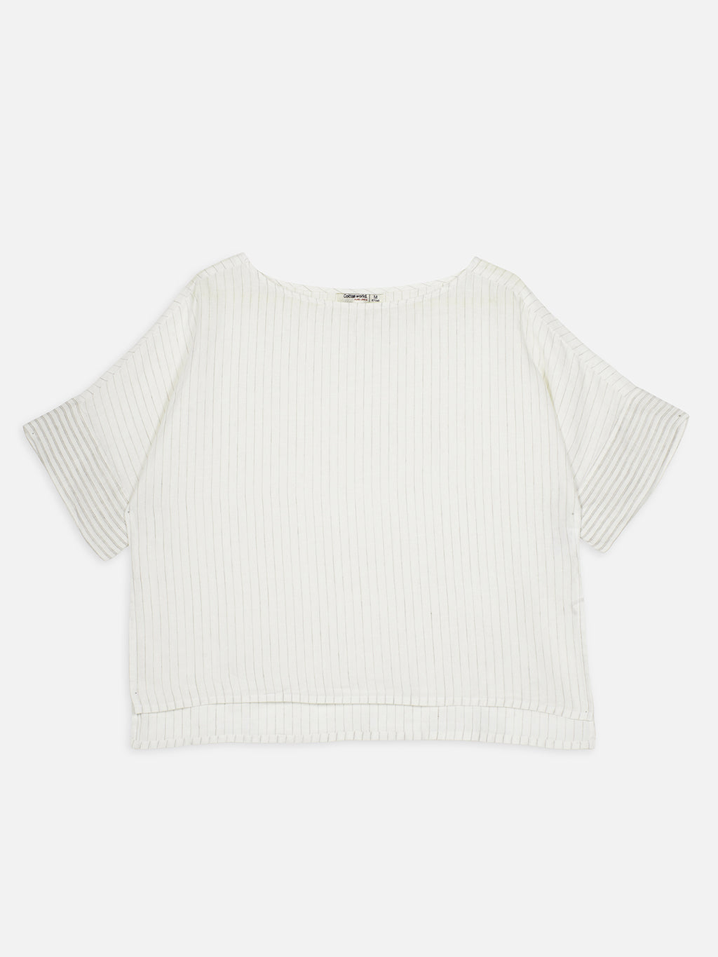 Women's Offwhite 100% Linen Boxy Fit Blouse