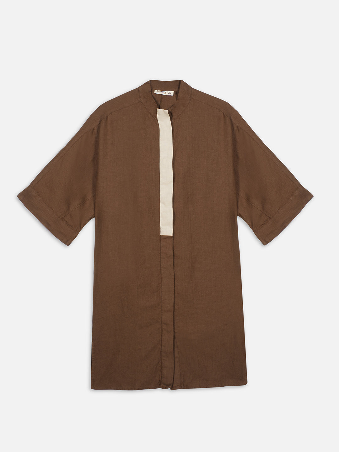 Women's Brown 100% Linen Boxy Fit Kurta