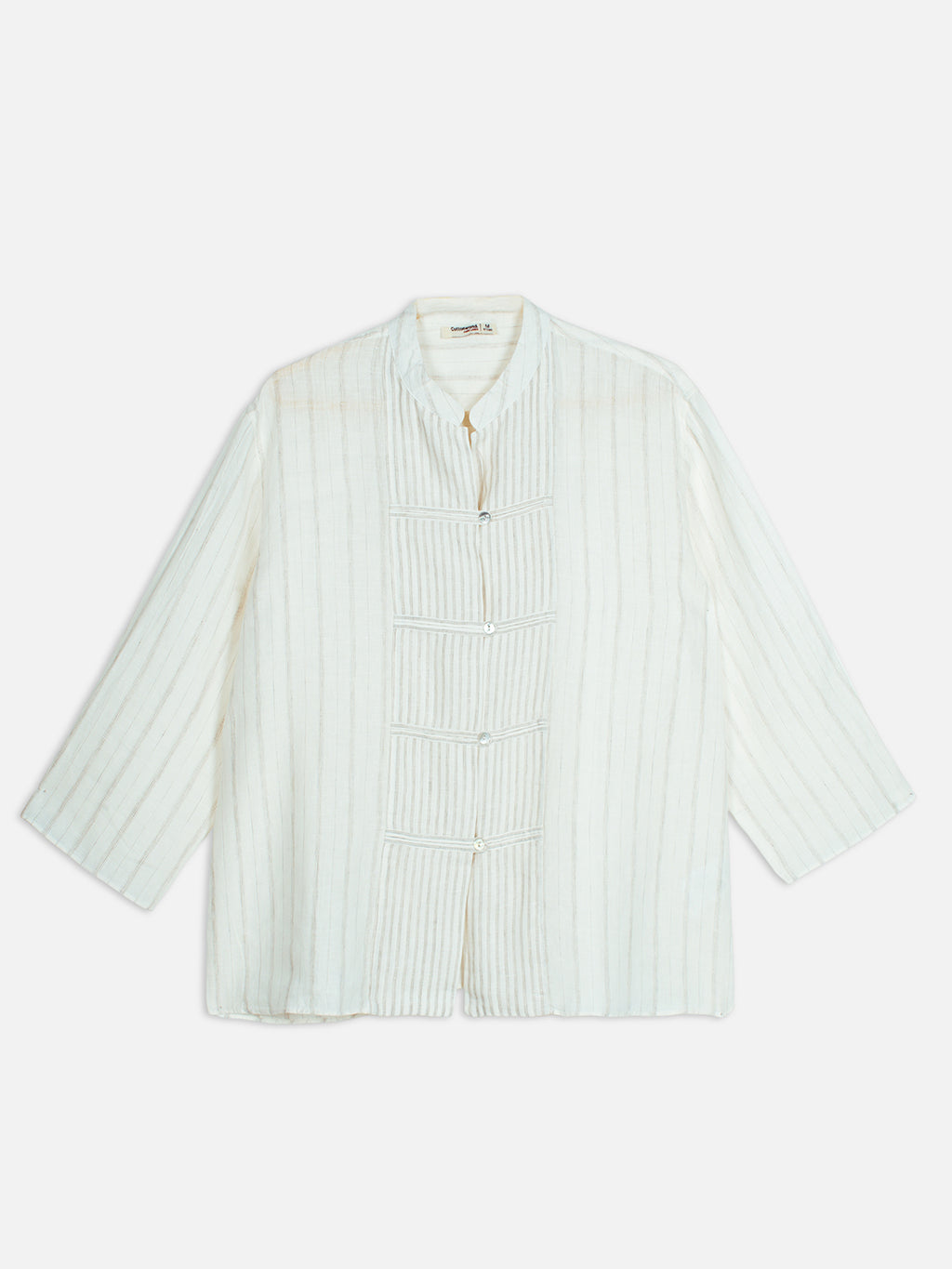 Women's Offwhite 100% Linen Boxy Fit Blouse