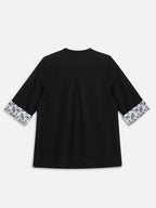 Women's Black Linen Cotton Regular Fit Blouse