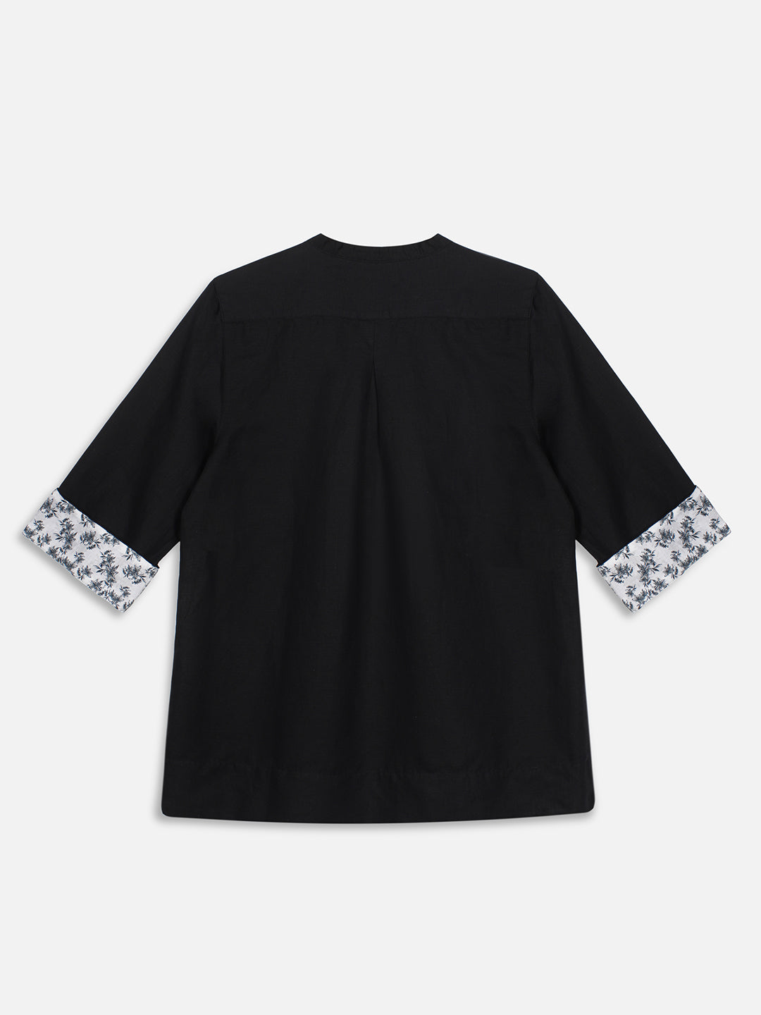 Women's Black Linen Cotton Regular Fit Blouse