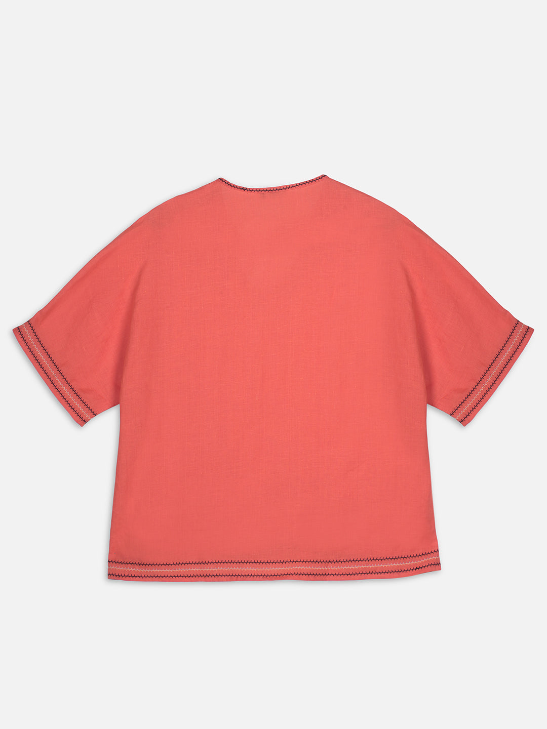 Women's Coral 100% Linen Boxy Fit Blouse