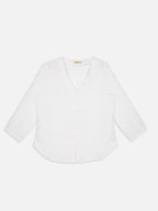 Women's White 100% Linen Regular Fit Blouse