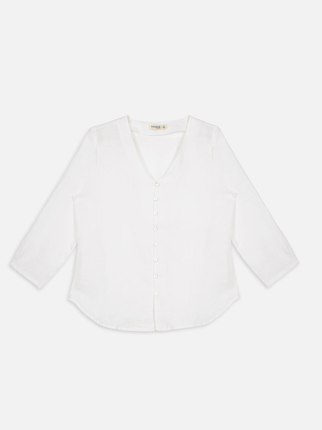 Women's White 100% Linen Regular Fit Blouse
