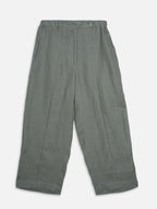 Women's Olive 100% Linen Regular Fit Pant