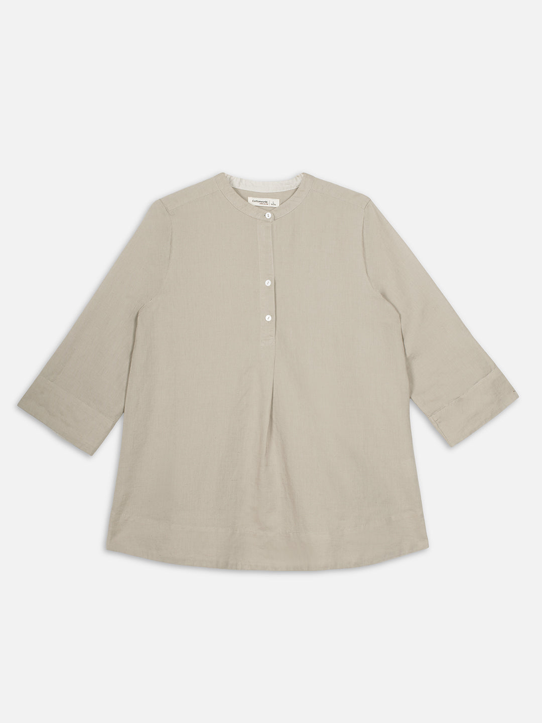 Women's Khaki Linen Cotton Regular Fit Blouse