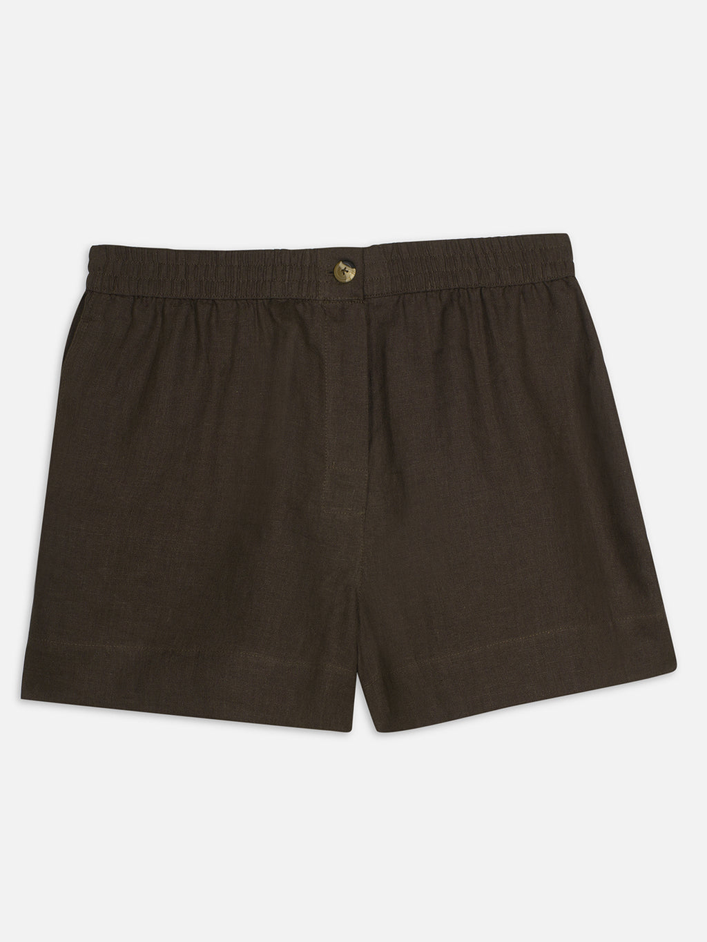 Women's Coffee 100% Linen Regular Fit Shorts