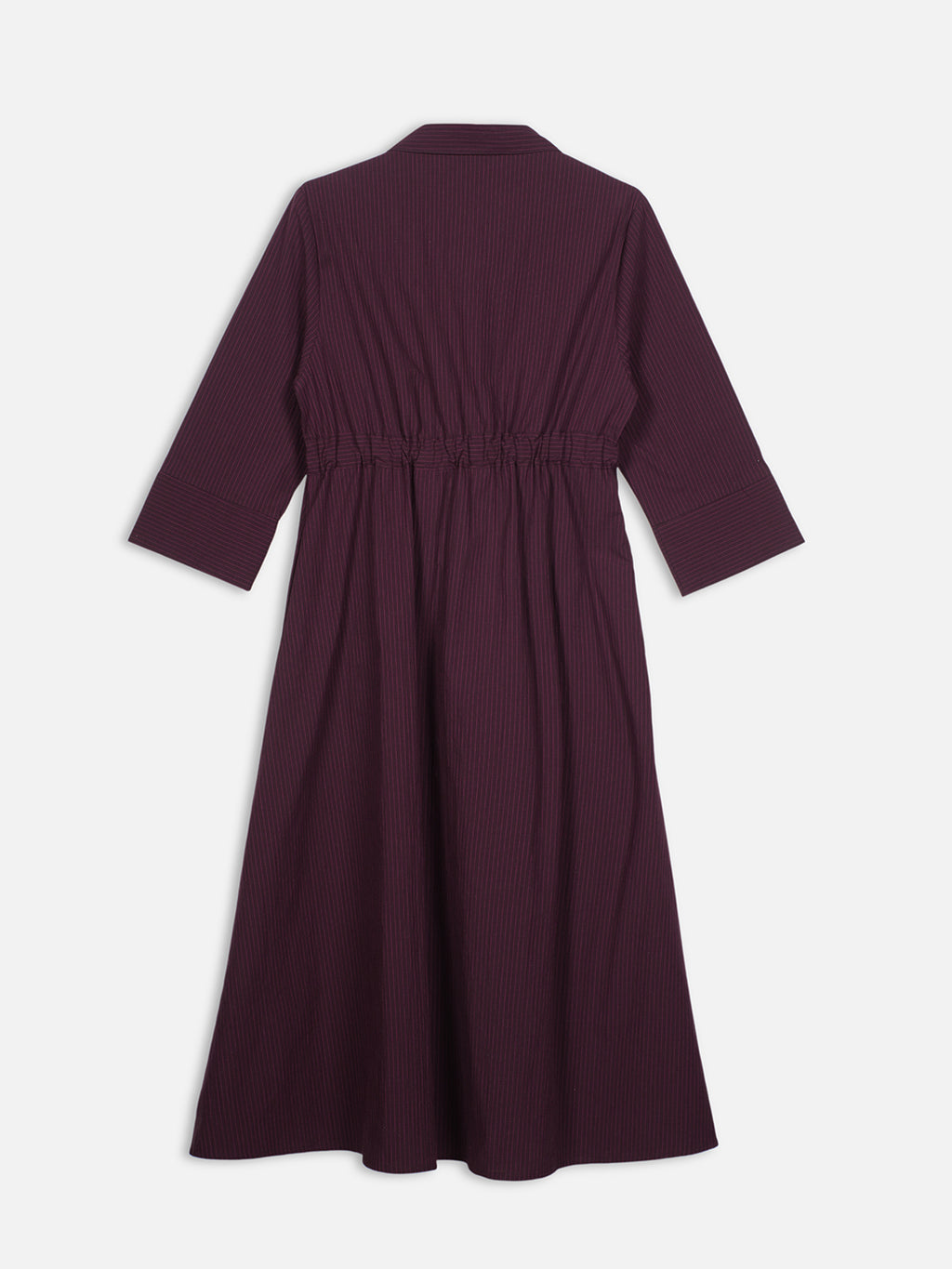 Women's Wine Cotton Lycra Regular Fit Dress