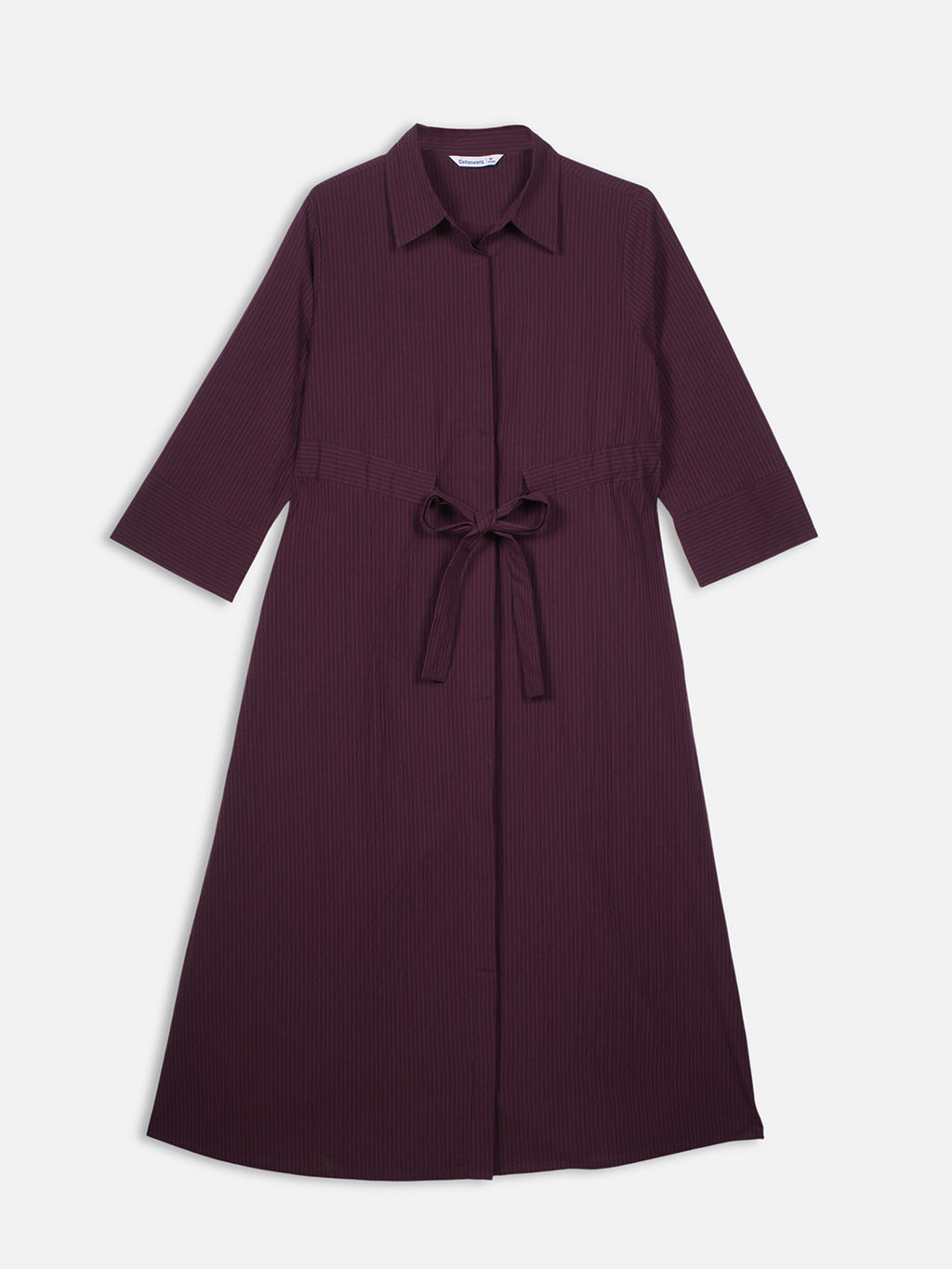 Women's Wine Cotton Lycra Regular Fit Dress