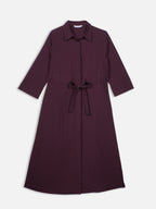Women's Wine Cotton Lycra Regular Fit Dress