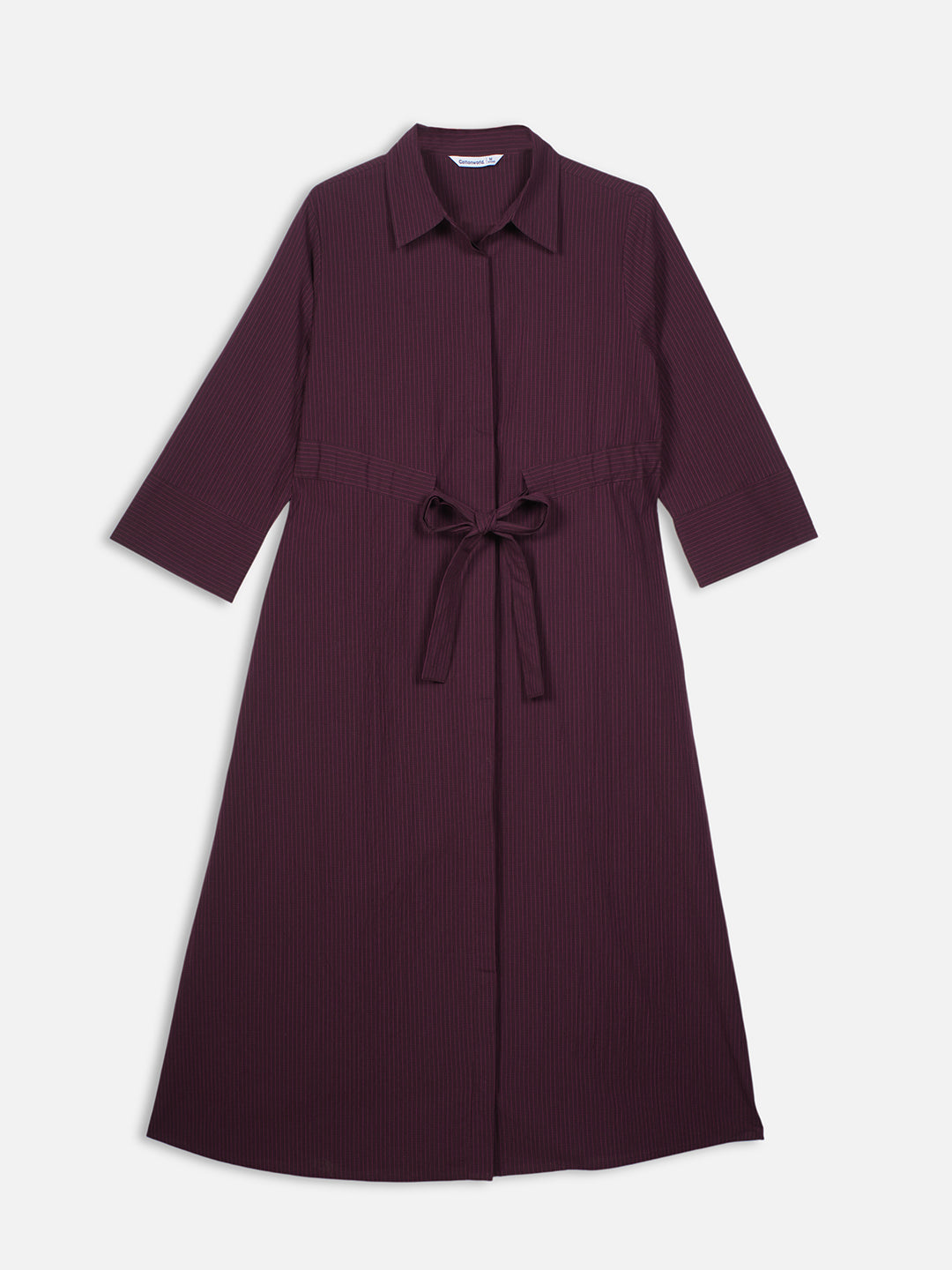 Women's Wine Cotton Lycra Regular Fit Dress