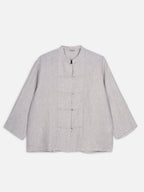 Women's Beige 100% Linen Boxy Fit Blouse