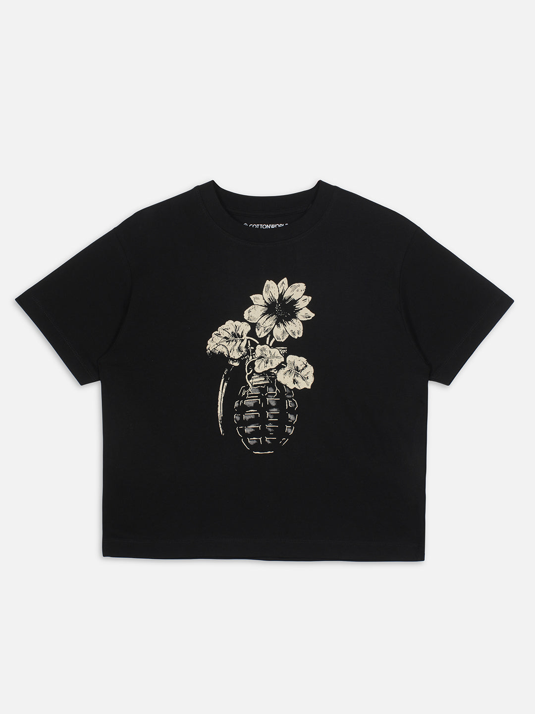 Women's Black 100% Organic Cotton Regular Fit Tshirt