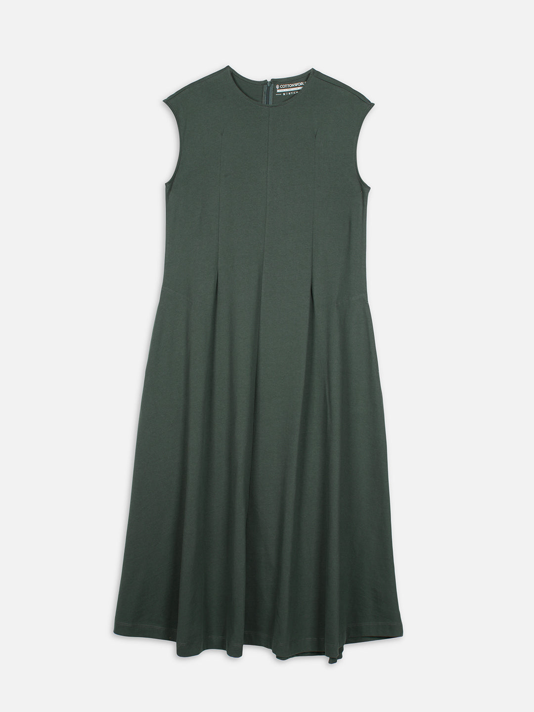 Women's Green 100% Organic Cotton Regular Fit Knit Dress