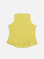 Women's Mustard 100% Linen Regular Fit Blouse