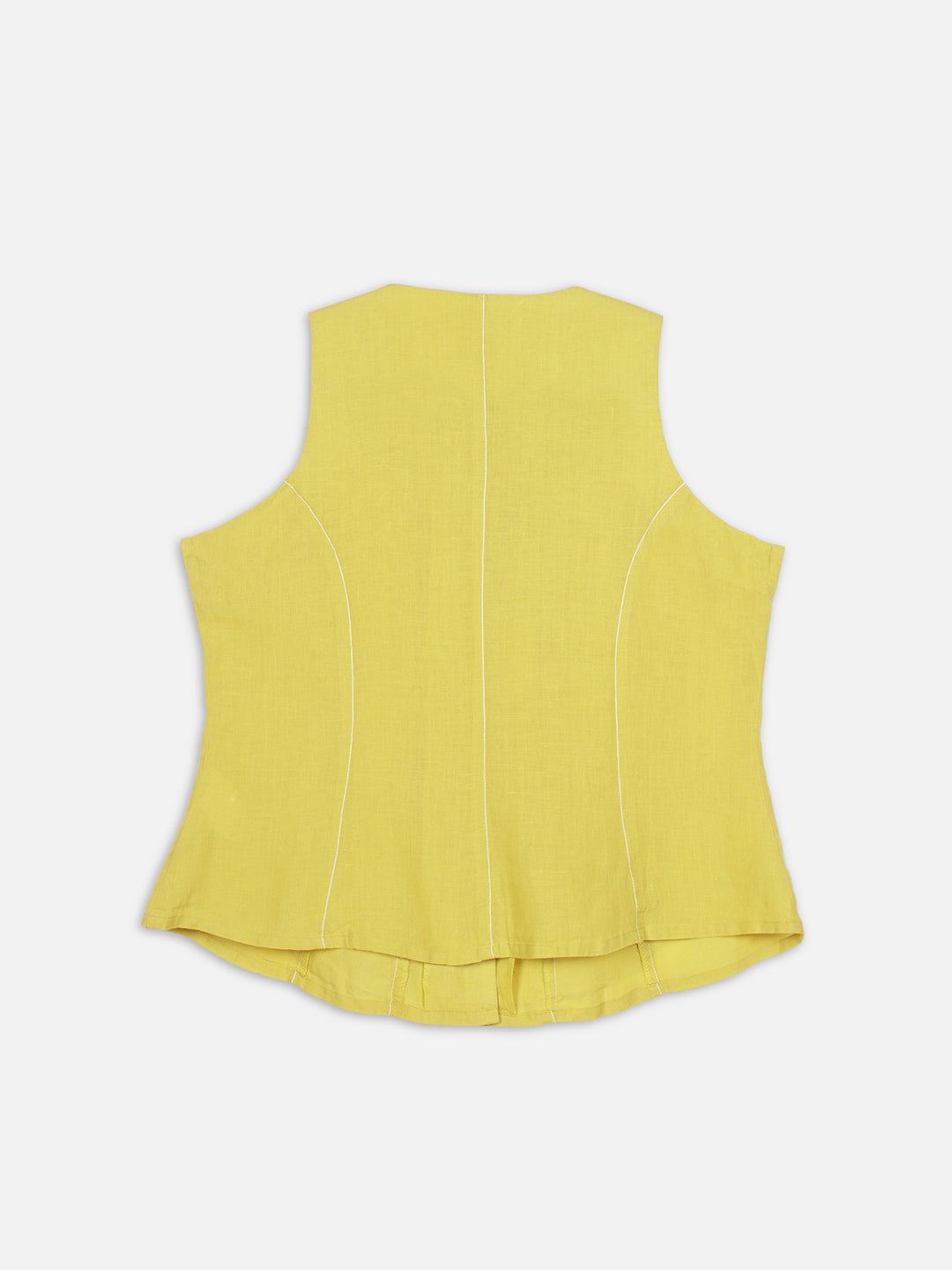 Women's Mustard 100% Linen Regular Fit Blouse