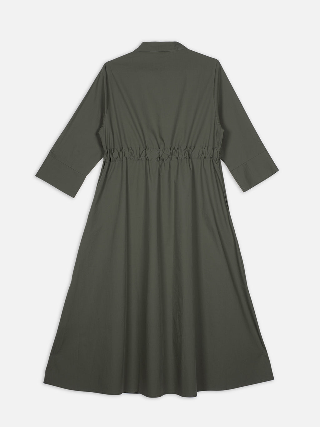 Women's Olive Cotton Lycra Regular Fit Dress