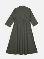 Women's Olive Cotton Lycra Regular Fit Dress