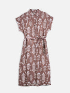 Women's Rust Linen Viscose Relax Fit Dress