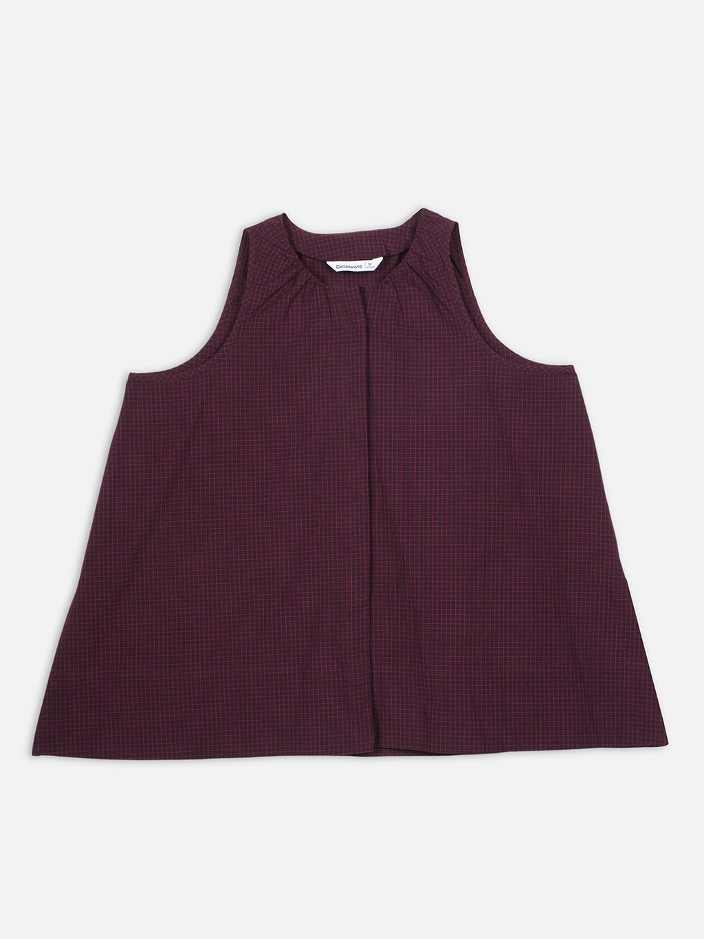 Women's Maroon 100% Linen A Line Blouse