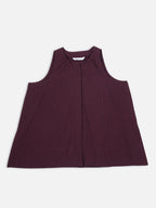 Women's Maroon 100% Linen A Line Blouse