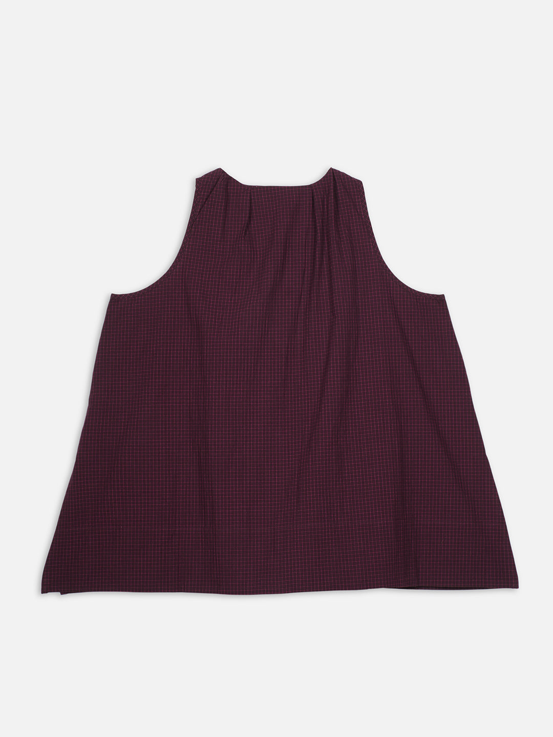 Women's Maroon 100% Linen A Line Blouse